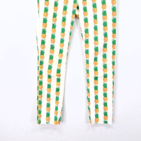 Pistola Skinny Jeans Size 26 Pineapple All Over Print Cropped Raw Fray Hem - Picture 12 of 14